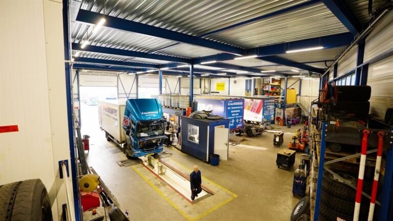 Truck in the company's own workshop for maintenance